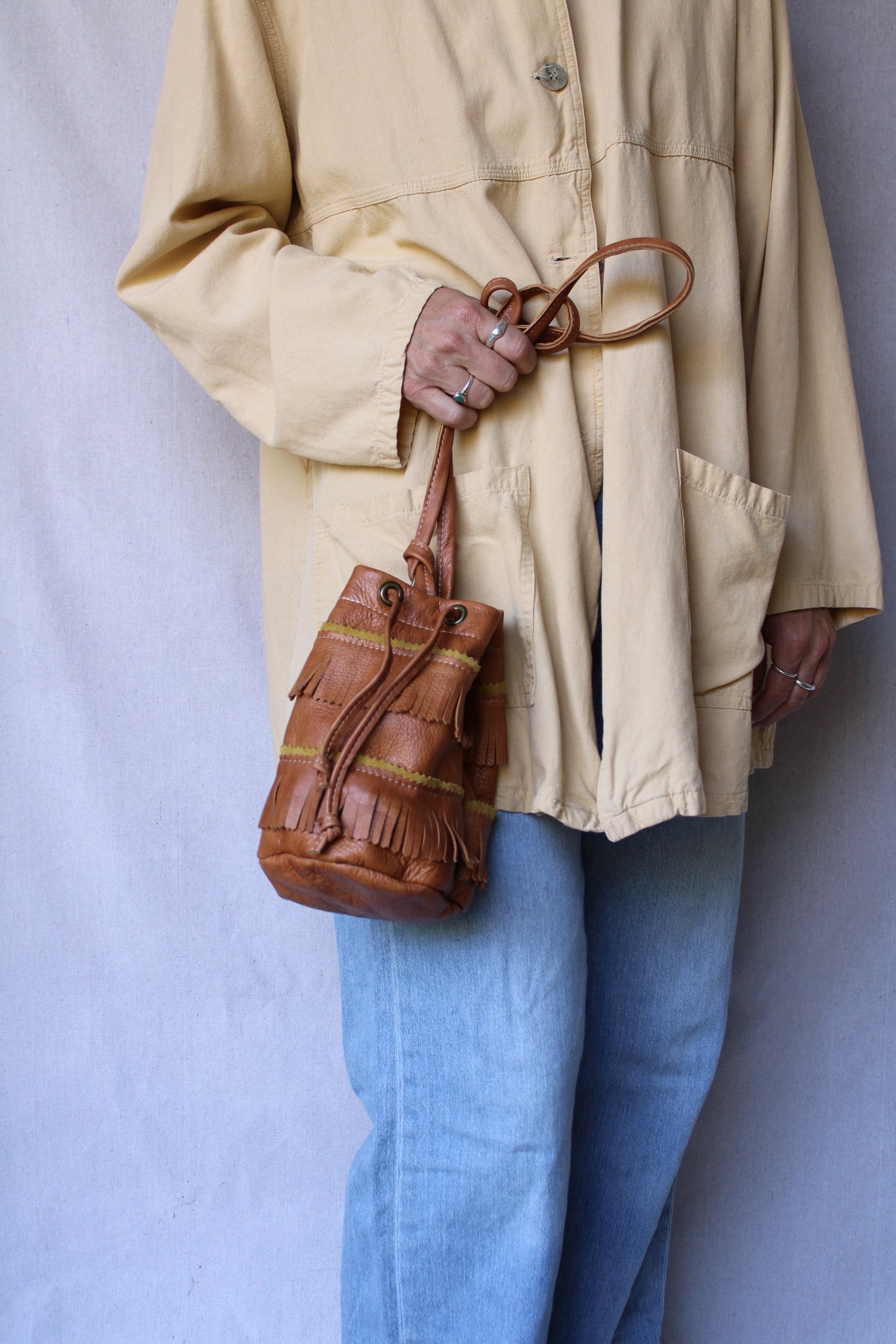 Mini Bucket Tote with Fringe