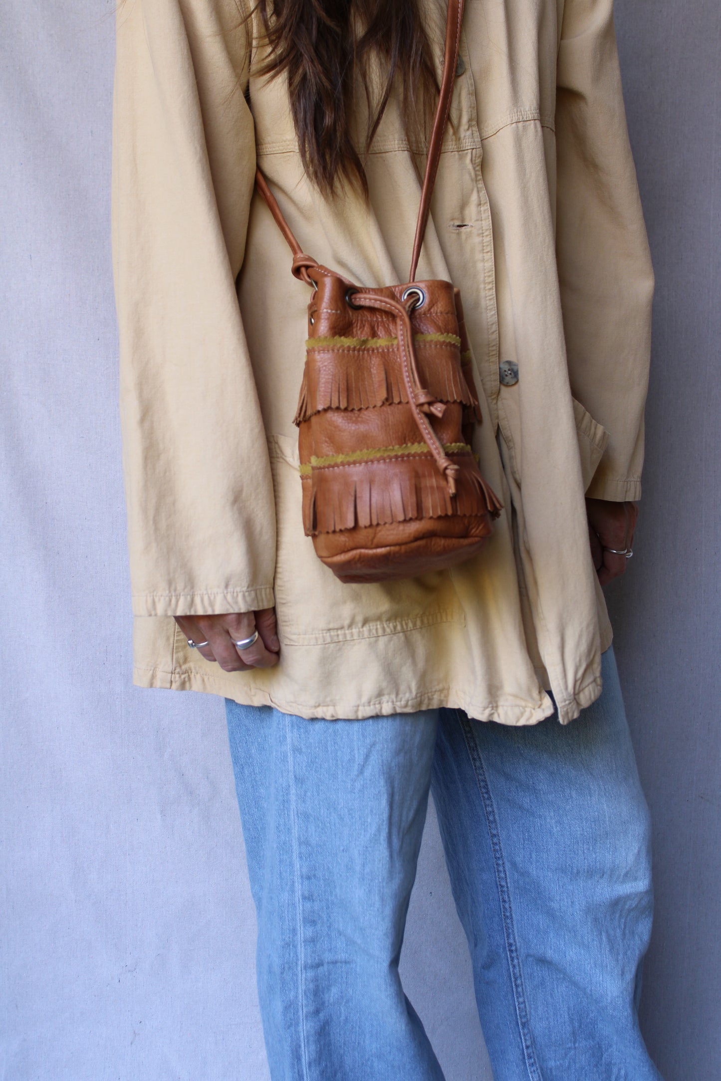 Mini Bucket Tote with Fringe