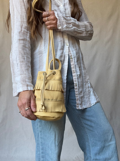 Mini Bucket Tote with Fringe